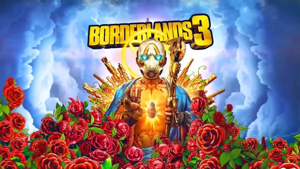 Thumbnail of a sound-design re-work for a Borderlands 3 trailer featuring a lead character and a large emblazened logo above.