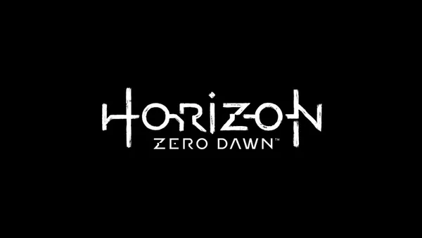 Thumbnail poster for a sound-design re-work project of Horizon Zero-Dawn. The poster features the white Horizon Zero Dawn logo on a black background.