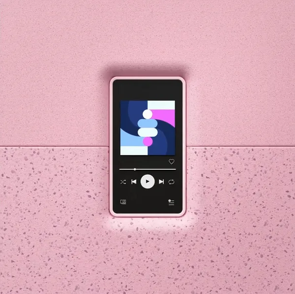 Project thumbnail for Spotify advert featuring an illustrated mobile phone on a pink background.